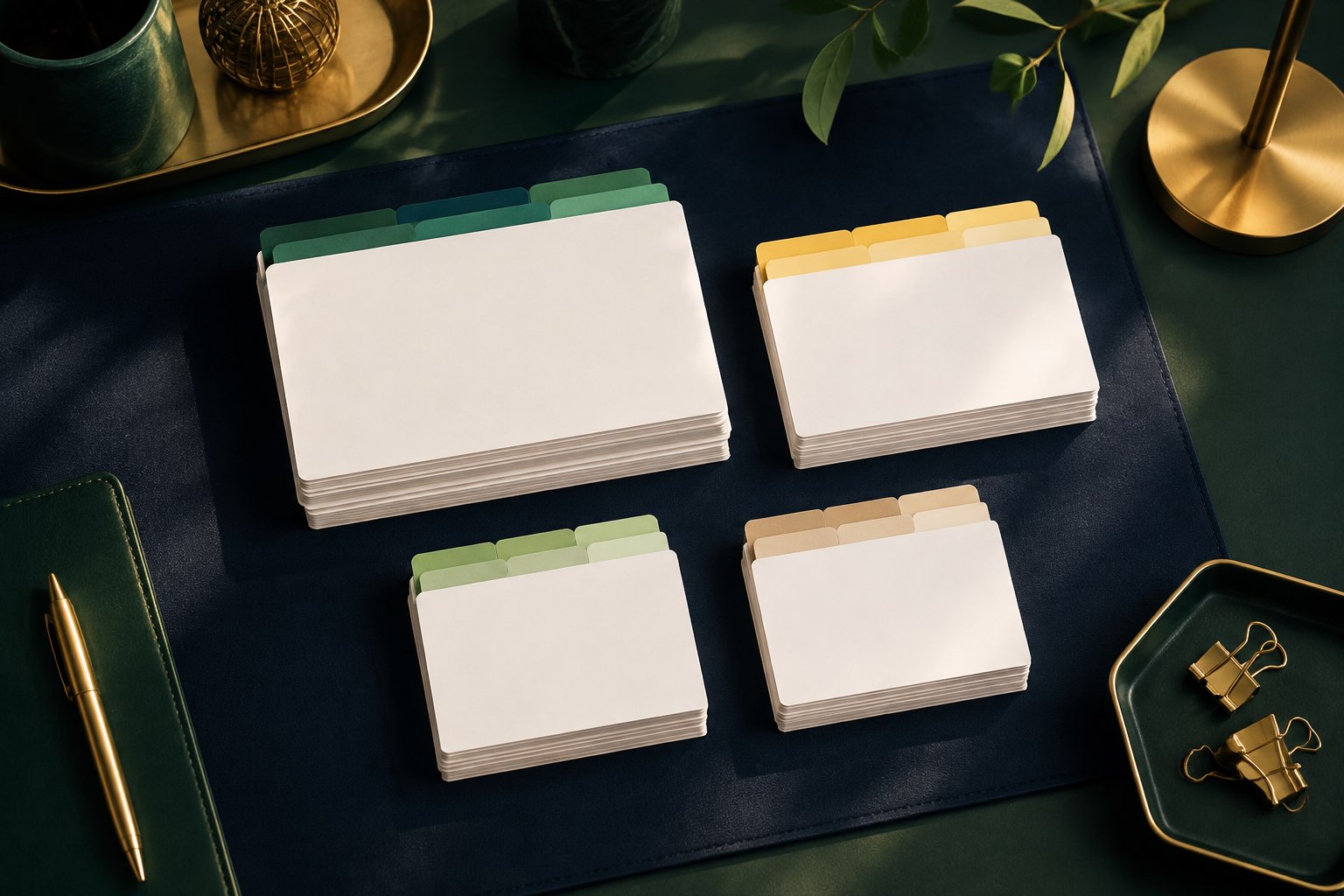 Four differently sized stacks of study cards representing the SIE outline